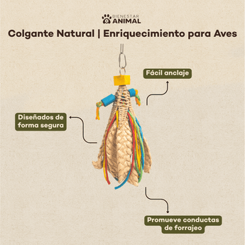 Juguete Colgante Natural para Aves — Enriquecimiento - Bienestar Animal | By Flores de Paz
