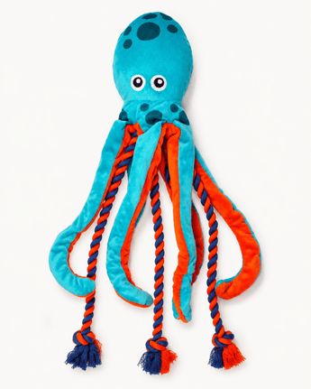 Peluche mordedor Pulpo turquesa con cuerdas cuerdas - Bienestar Animal | By Flores de Paz