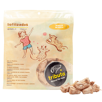 Tributo - Snack Crudos Liofilizados Nudillos de Pollo - Para Perros y Gatos 100 g - Bienestar Animal | By Flores de Paz