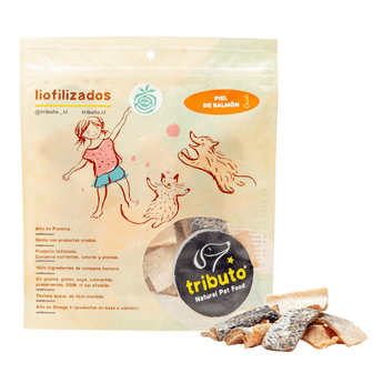 Tributo - Snack Crudos Liofilizados Piel de Salmón - Para Perros y Gatos 100 g - Bienestar Animal | By Flores de Paz