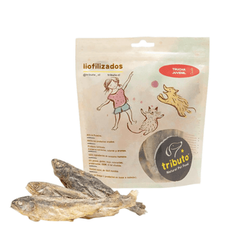 Tributo - Snack Crudos Liofilizados Trucha Juvenil - Para Perros y Gatos 100 g - Bienestar Animal | By Flores de Paz