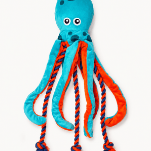 Peluche mordedor Pulpo turquesa con cuerdas cuerdas - Bienestar Animal | By Flores de Paz